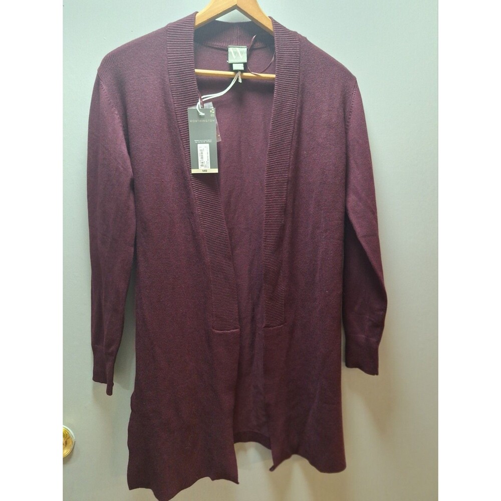 NWT Worthington Women's Cardigan Size XS,  Long Sleeve, Open Front Wine Color